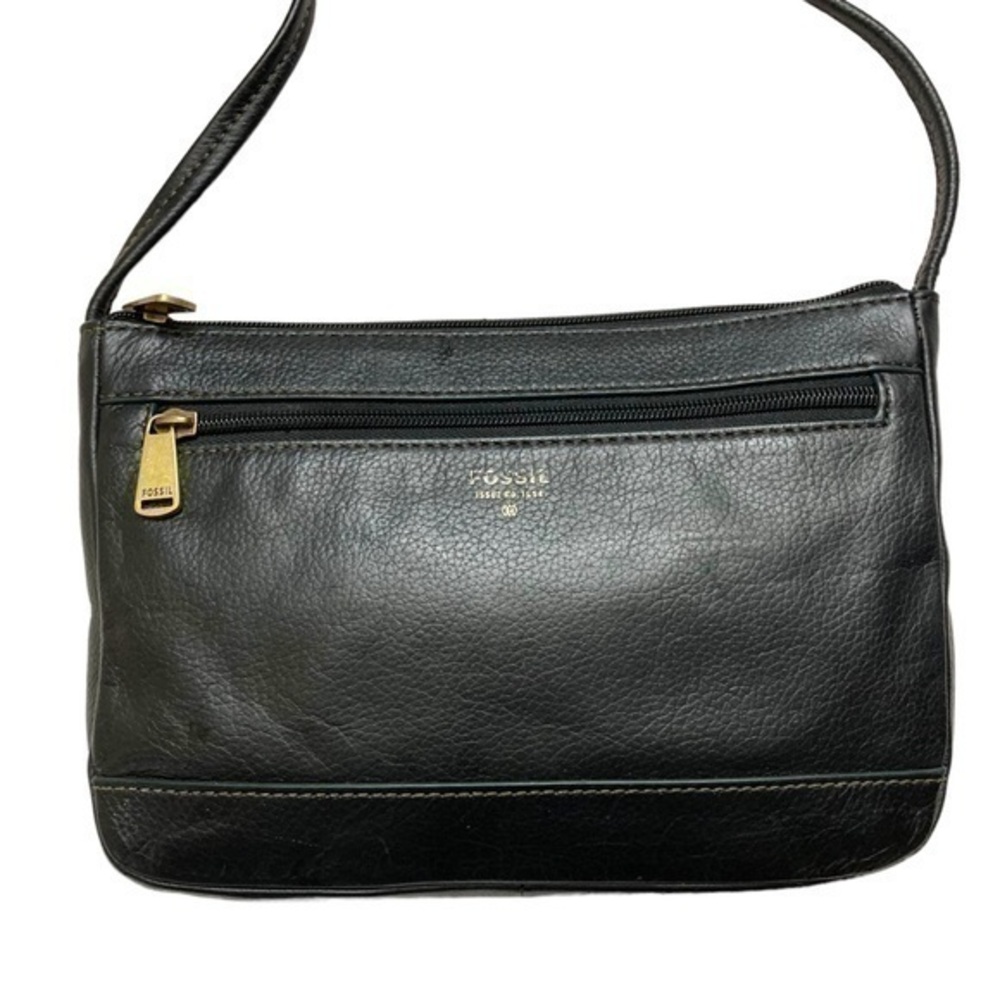 Fossil black leather crossbody bag